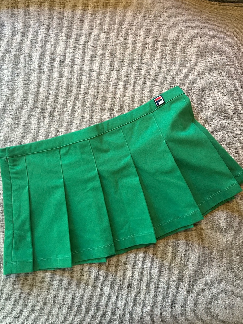 FILA x Hailey Bieber Green Pleated Mini Skirt with Logo Tab